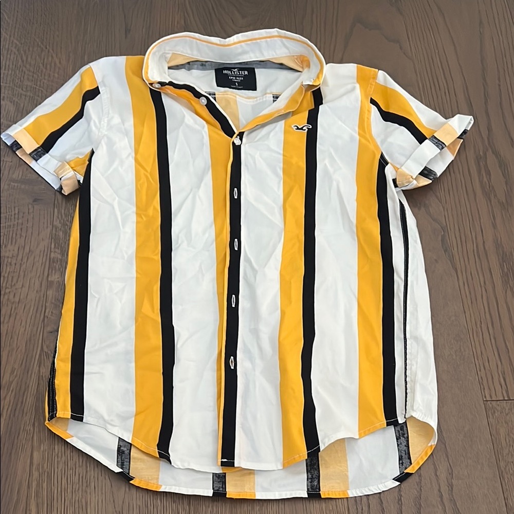 Hollister Yellow and Black Striped Shirt